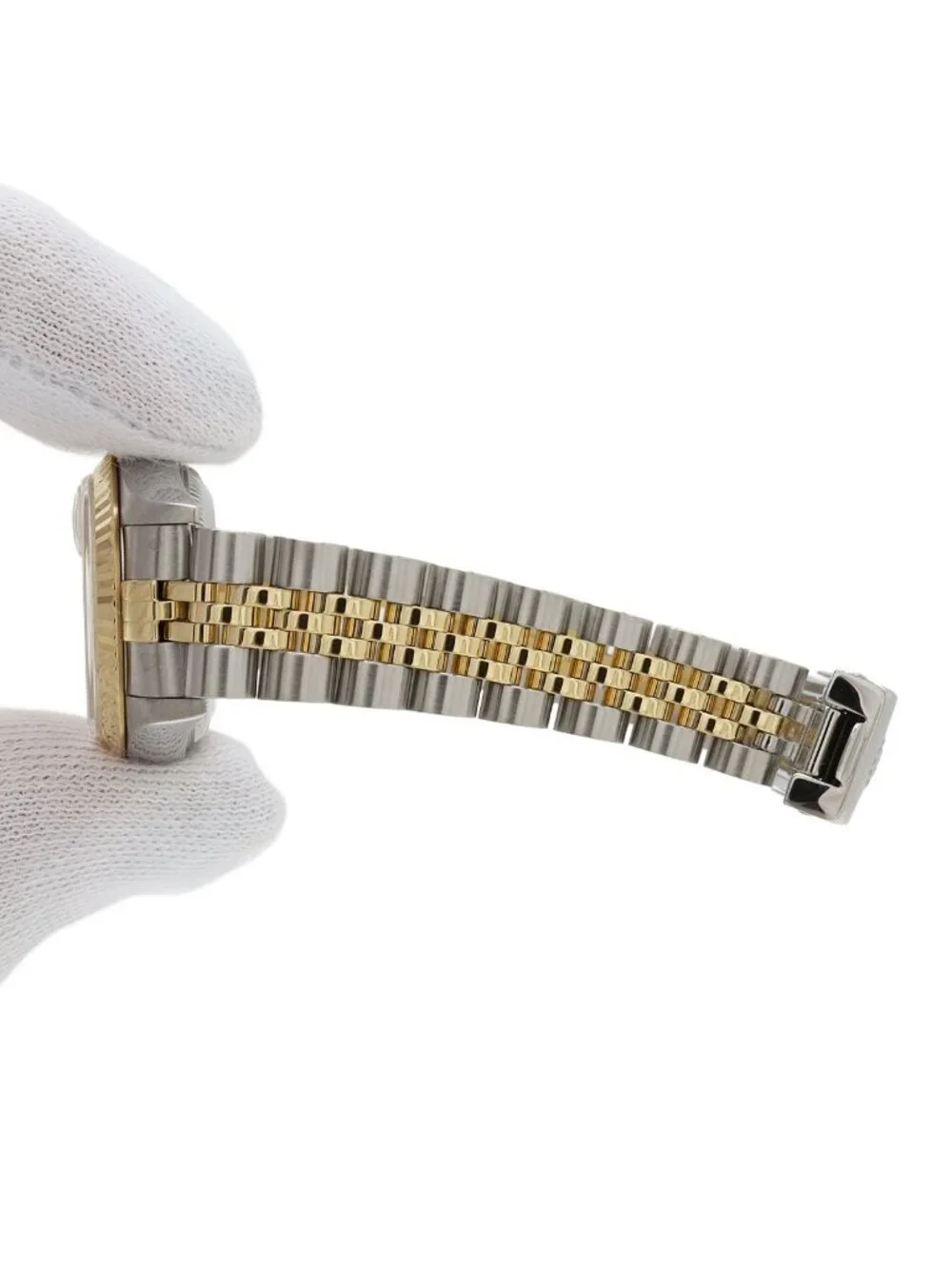 Rolex Datejust Champagne Dial SS 18k Yellow Gold Diamond Number Automatic Watch